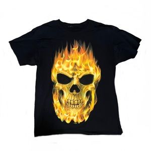 skull on fire tee